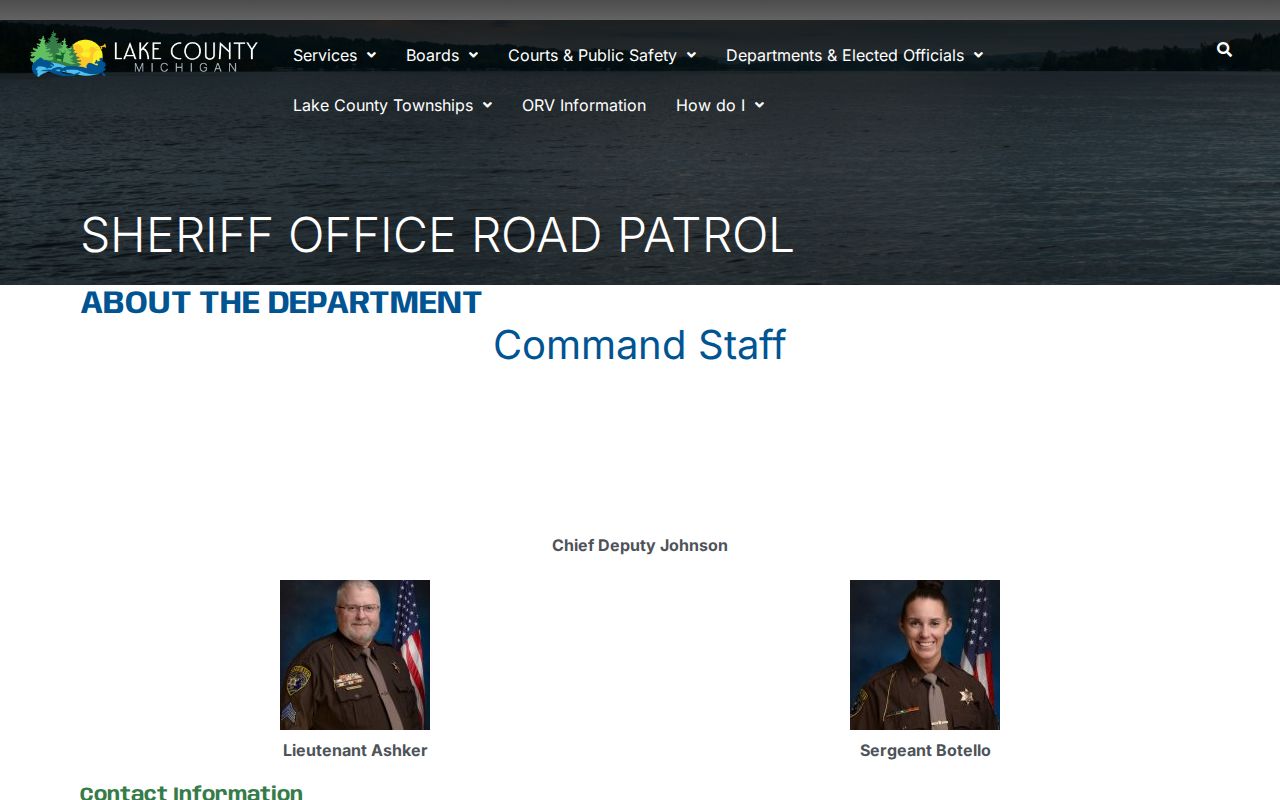 Lake County sheriff road patrol page showing agency coverage for municipal warrant service questions