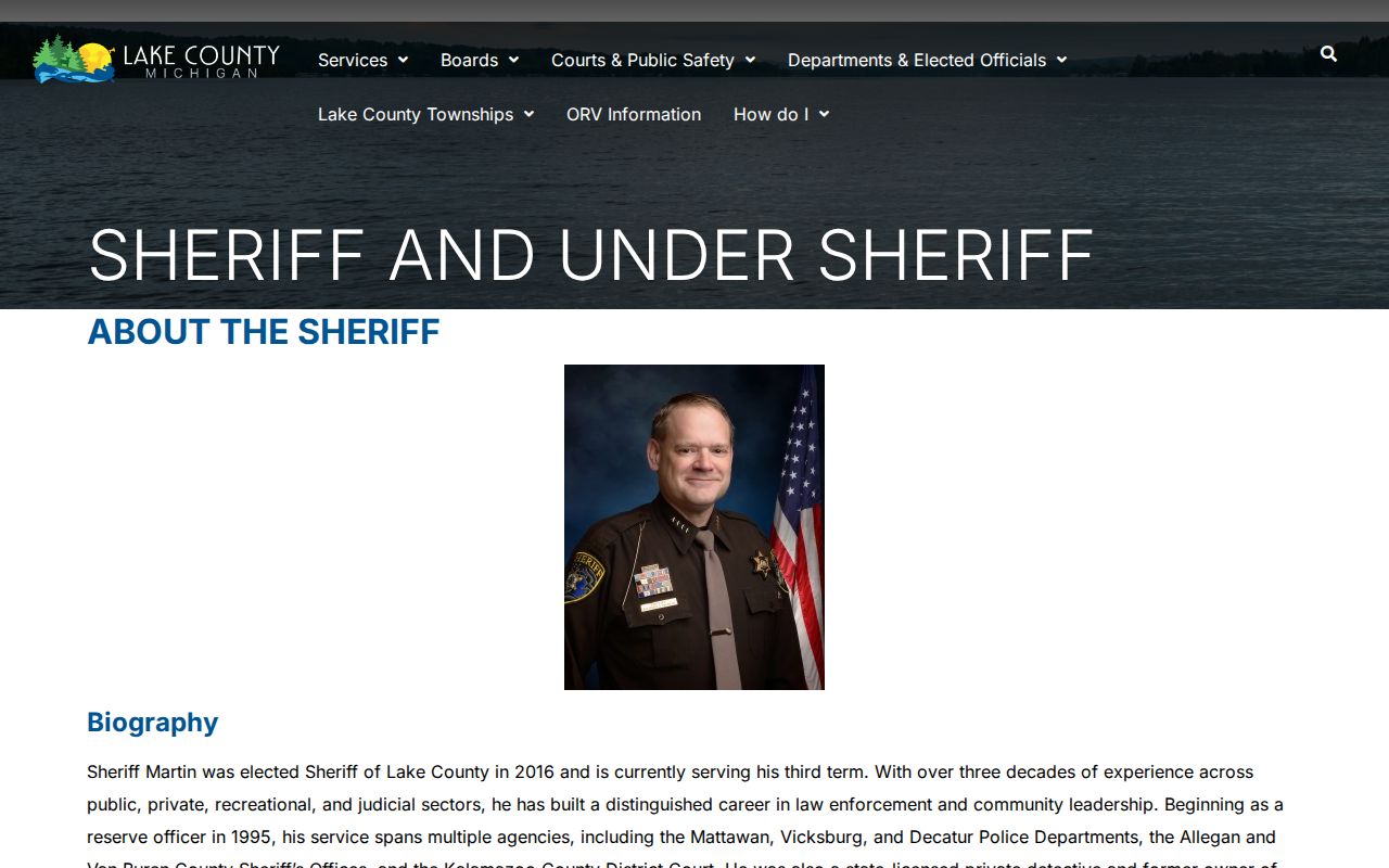 Lake County sheriff and undersheriff leadership page for the office that serves arrest warrants